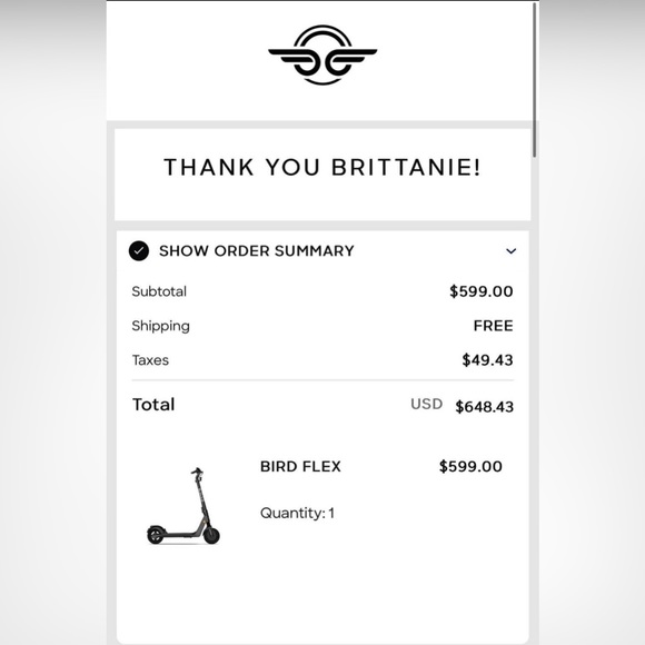 Moderately Used Bird Flex Scooter-For Charlotte Metro Area Pick Up/Delivery ONLY - Picture 3 of 4